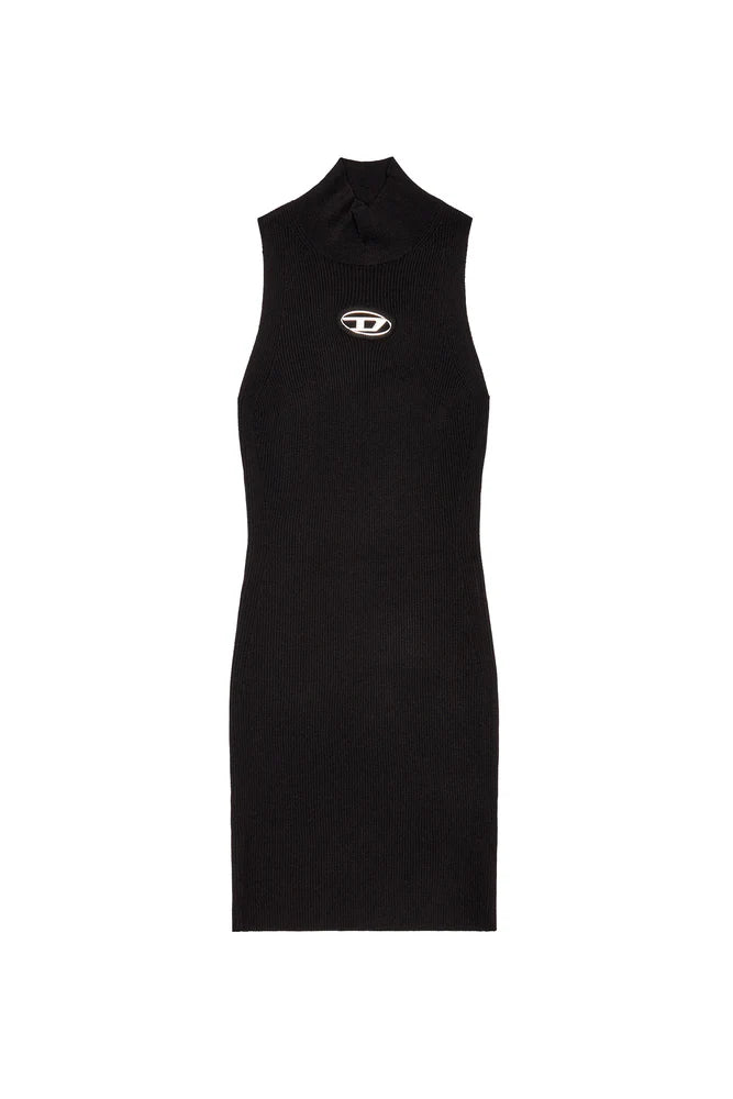 Short turtleneck dress in ribbed knit