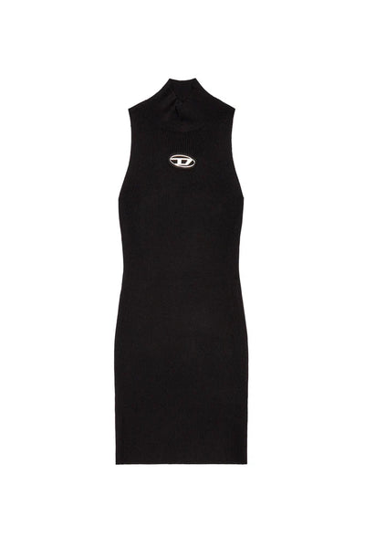 Short turtleneck dress in ribbed knit